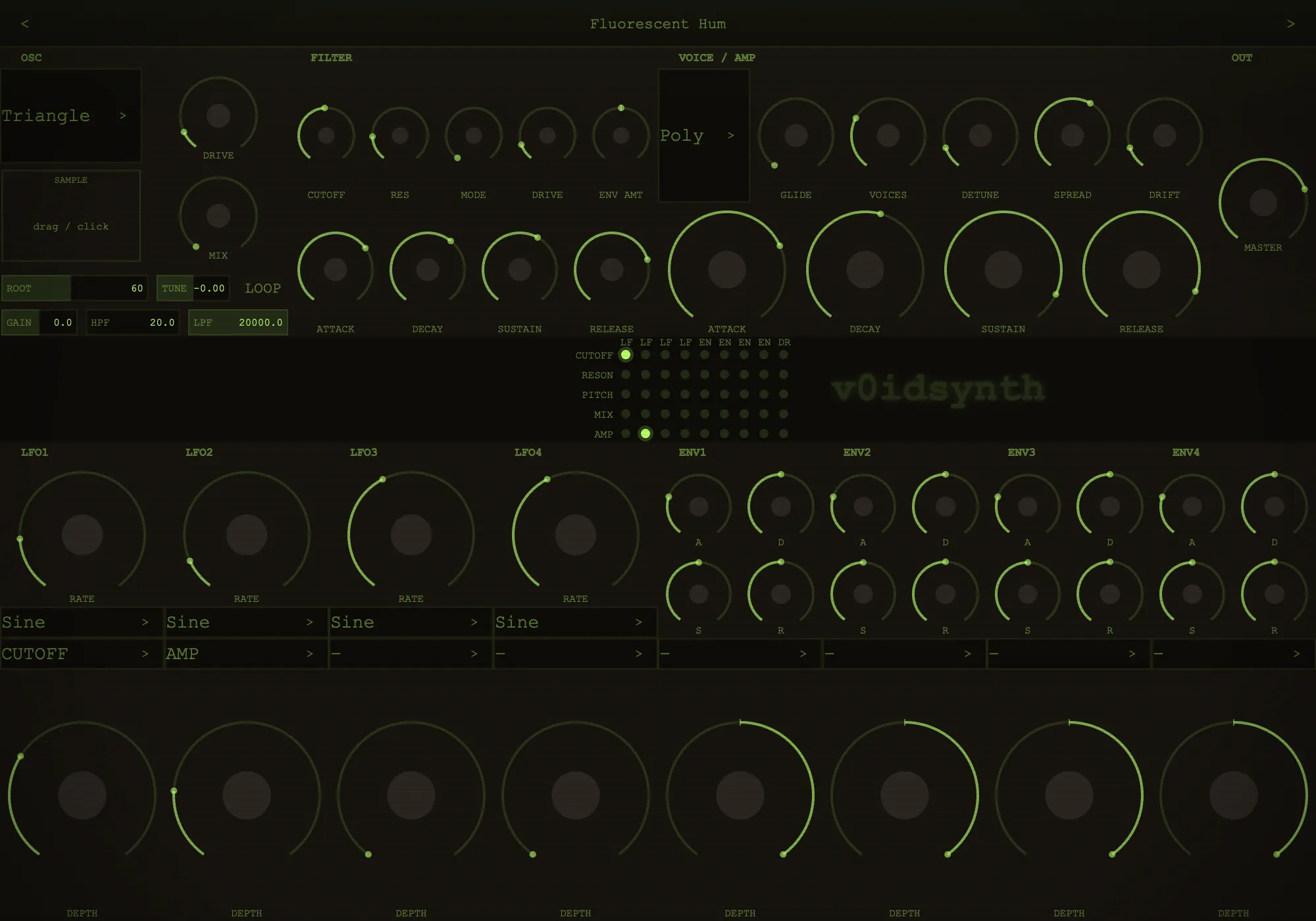 v0idsynth: the Fluorescent Hum preset