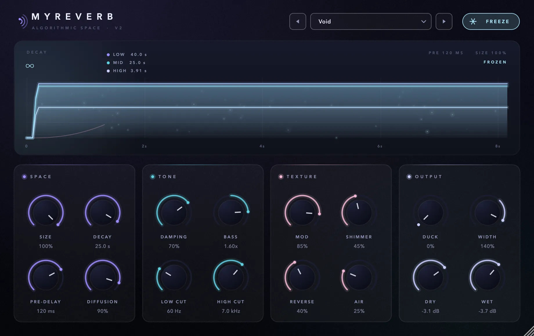 Reverb: the Void preset, frozen